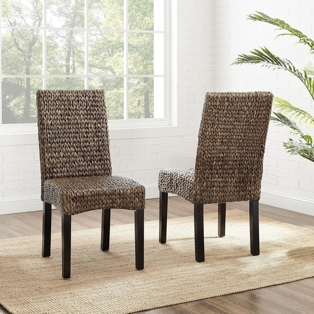 Edgewater Handwoven Rattan Dining Chairs Set Of 2 Seagrass