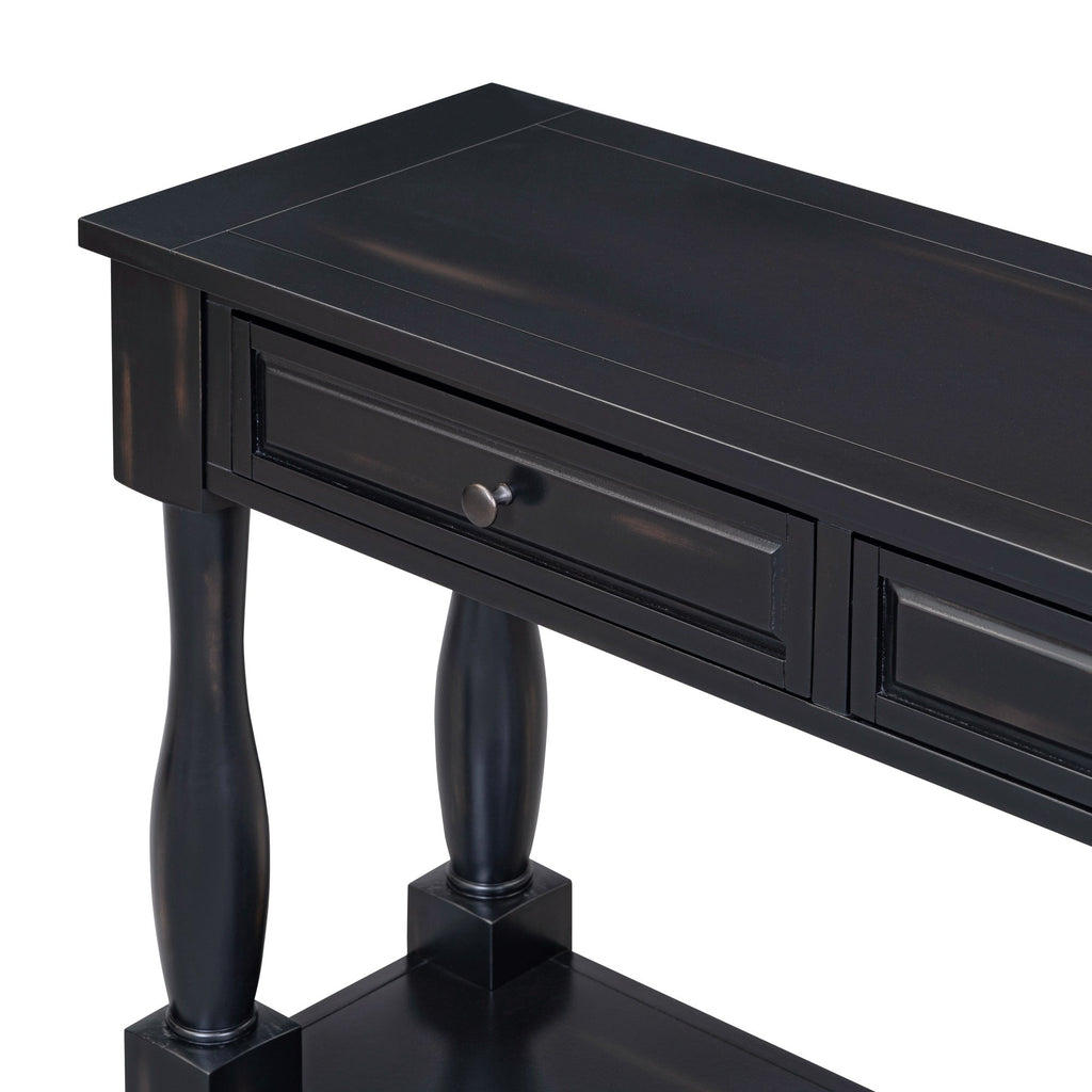 TREXM 63" Long Console Table with Drawers and Shelf