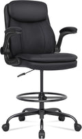 Adjustable Height Leather Drafting Chair For Standing Desk