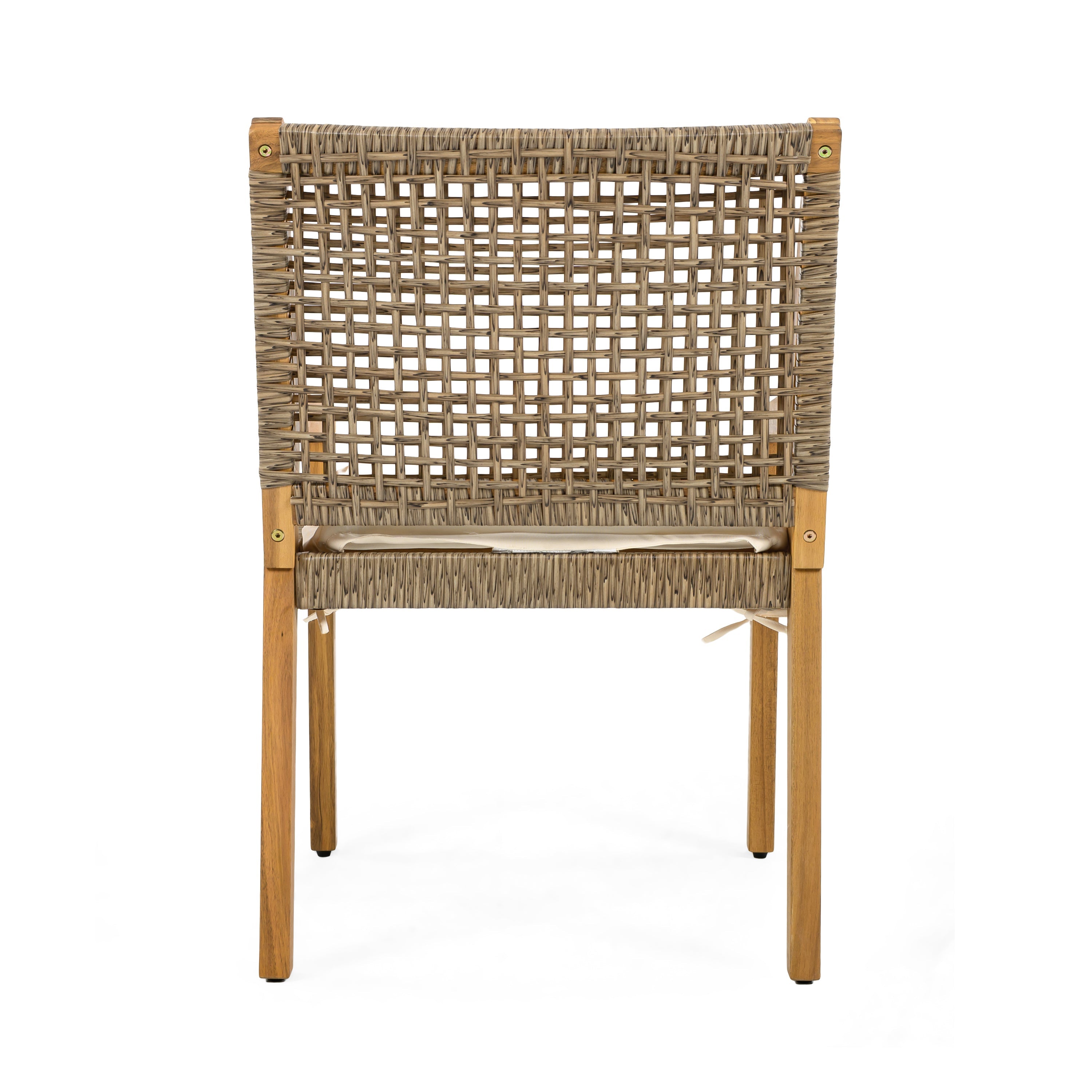 Outdoor Dining Set – Premium Acacia Wood Table & Wicker Chairs