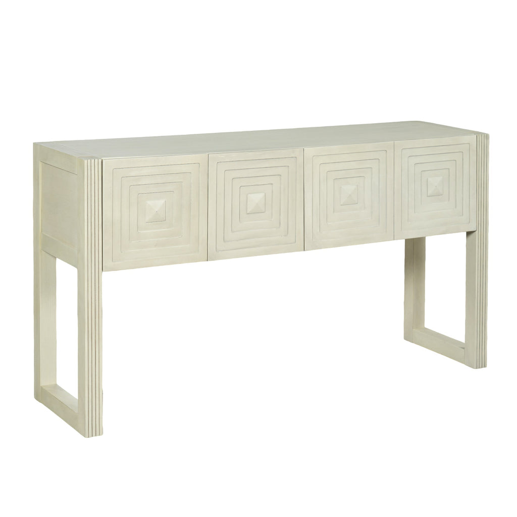 Geometric Carved Console Table with 3 Soft-Close Drawers