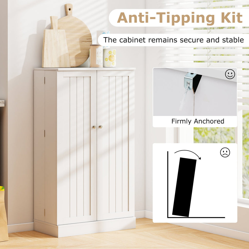 41 Inch Tall Pantry Cabinet Kitchen Storage Cabinet with Doors and Shelves-White