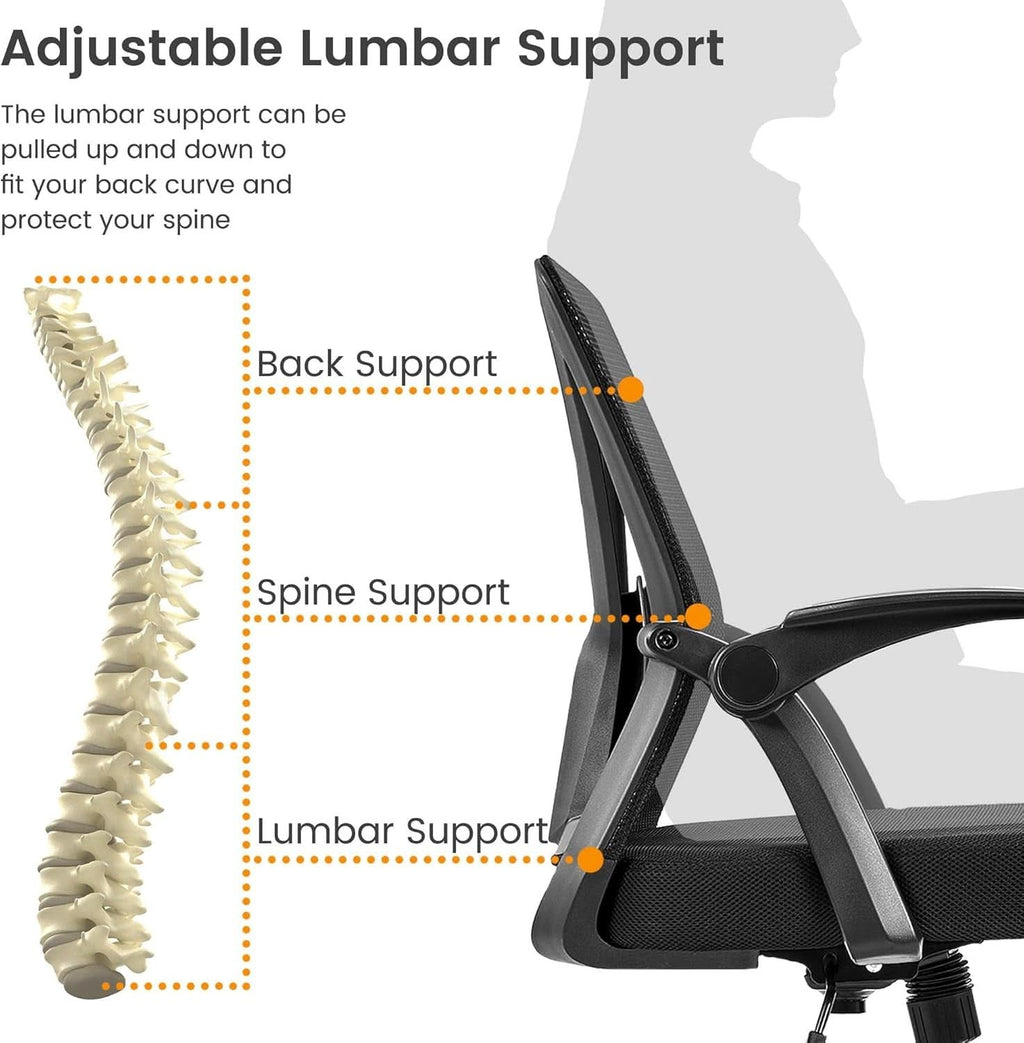Black Ergonomic Mesh Office Chair With Adjustable Height