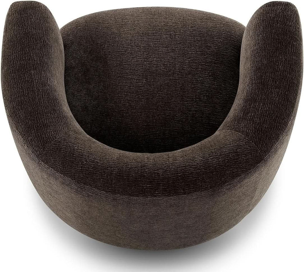 360 Degree Swivel Chair Espresso Velvet Upholstery