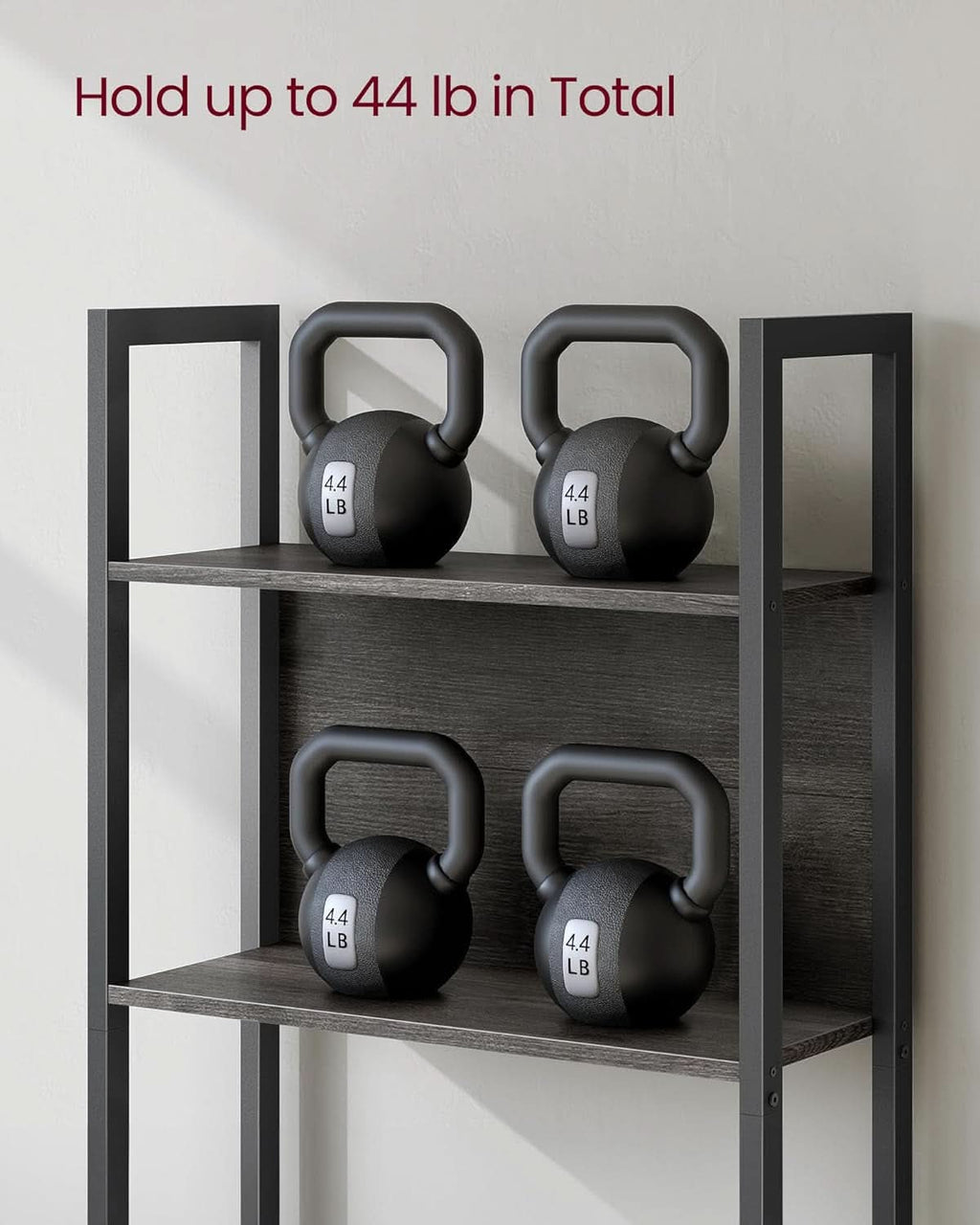 Five Tier Bookshelf With Steel Frame Charcoal Gray Black