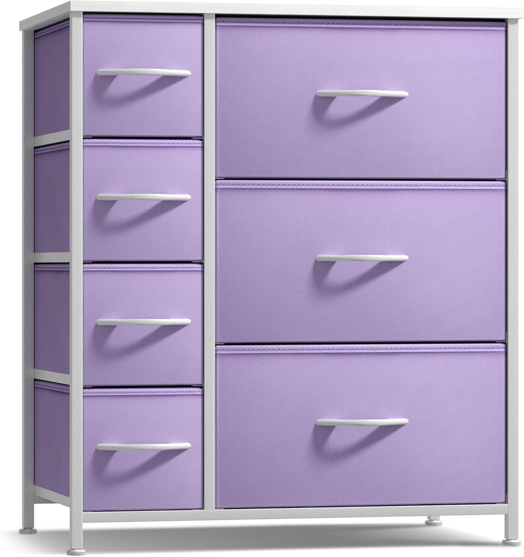 7 Drawer Dresser In Pastel Purple For Kids Clothes Storage
