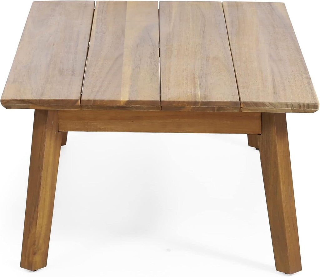 Burchett Outdoor 4 Piece Chat Set Acacia Wood And Wicker Teak Brown Beige