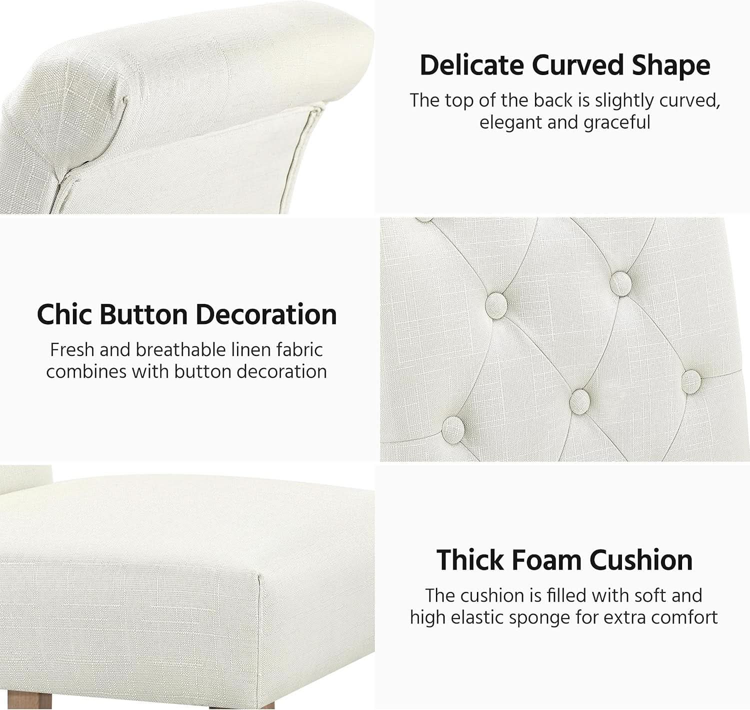 Beige Tufted Upholstered Dining Chairs Set Of 2 For Kitchen