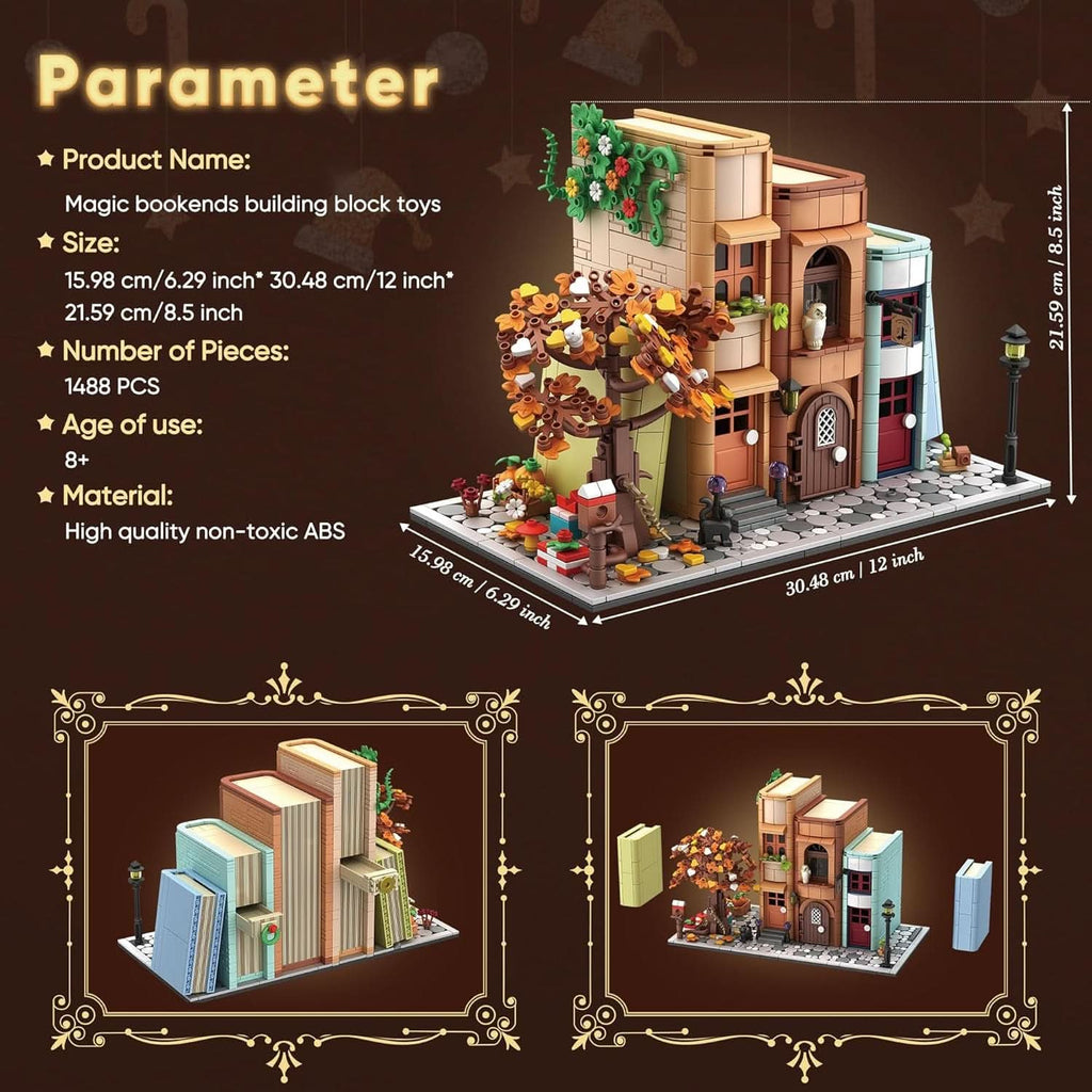 Bookend Magic House Building Kit 1488Pcs Organizer