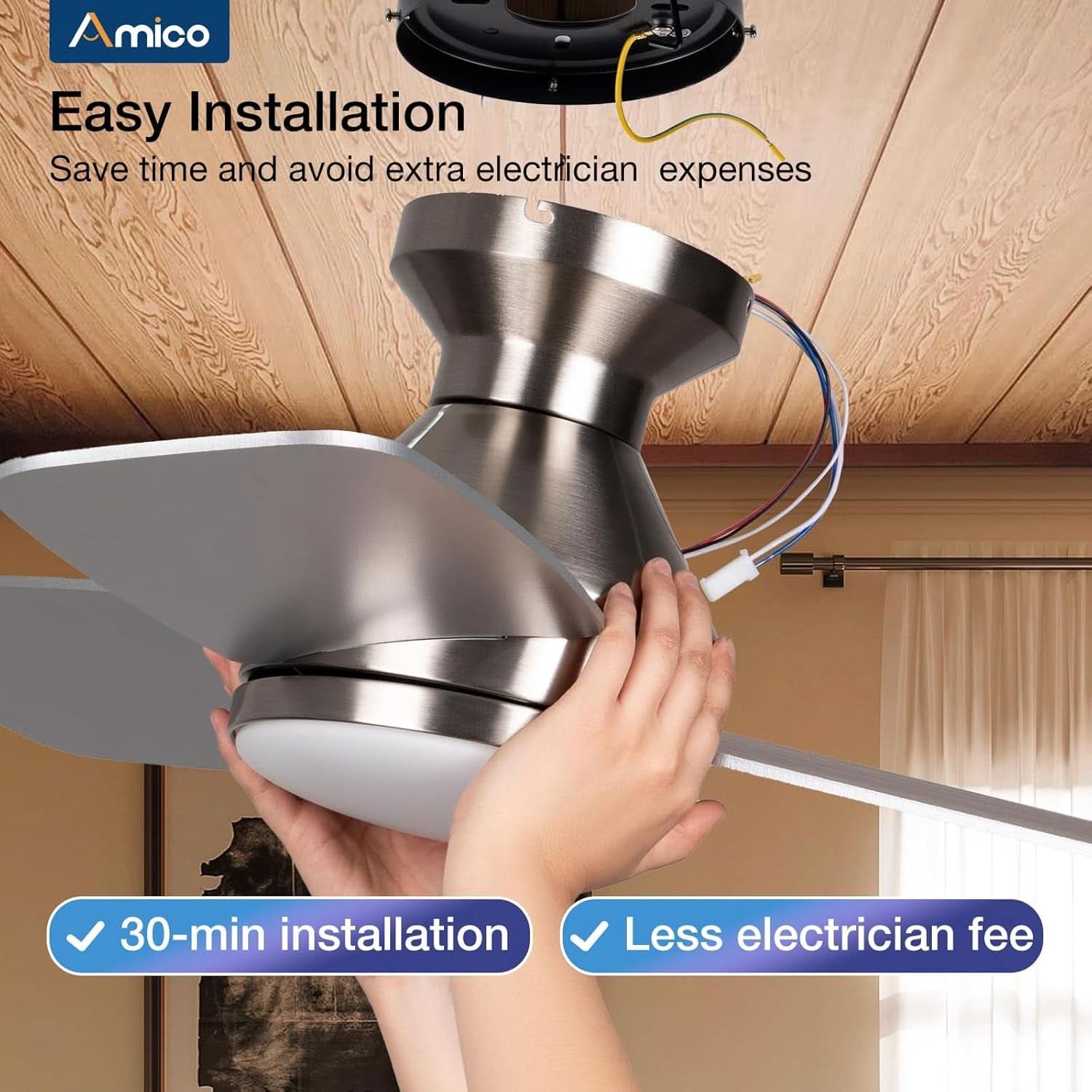 42 Inch Ceiling Fan With Dimmable Light And Remote