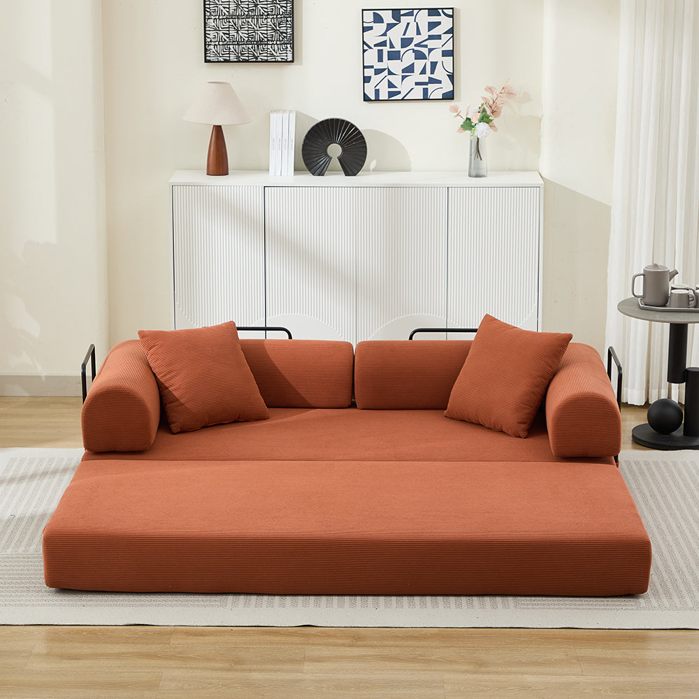 Folding Sofa Bed 78.5" Convertible Couch with 2 Pillows