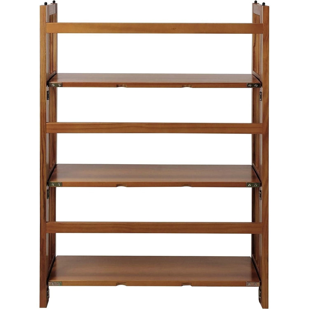 Chestnut Three Shelf Stackable Bookcase Solid Wood