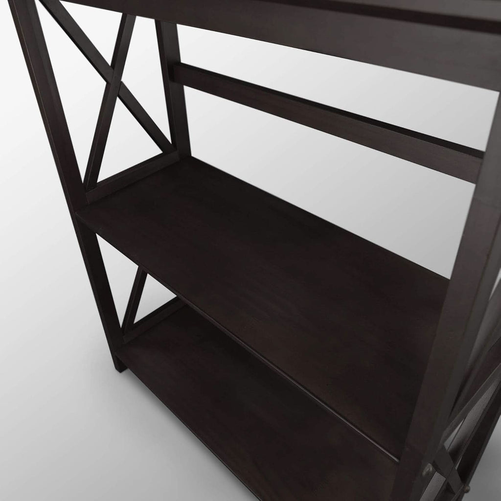 Three Shelf Solid Wood Bookcase For Living Room Storage