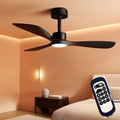 52 Inch Wood Ceiling Fan With Remote And Light Kit Black