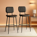 Bar Stools Set 2 24.6In Counter Height Black Faux Leather