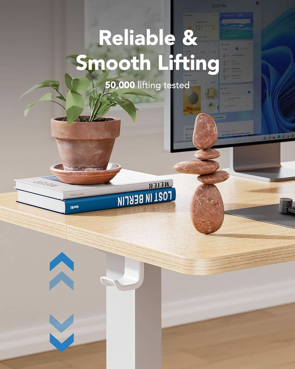 48 Inch Natural Electric Standing Desk With Memory Presets