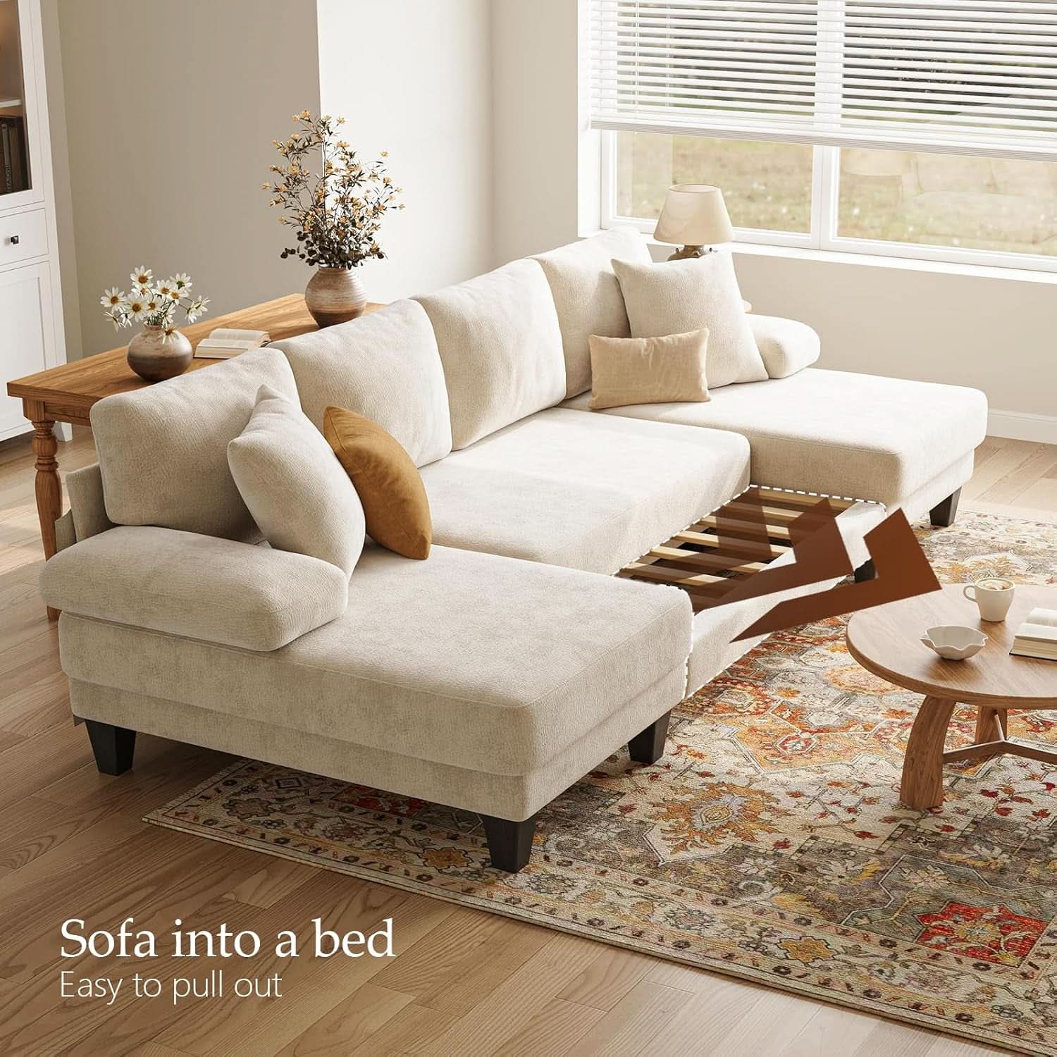 Sleeper Sofa Bed 112Inches PullOut LivingRoom Comfort