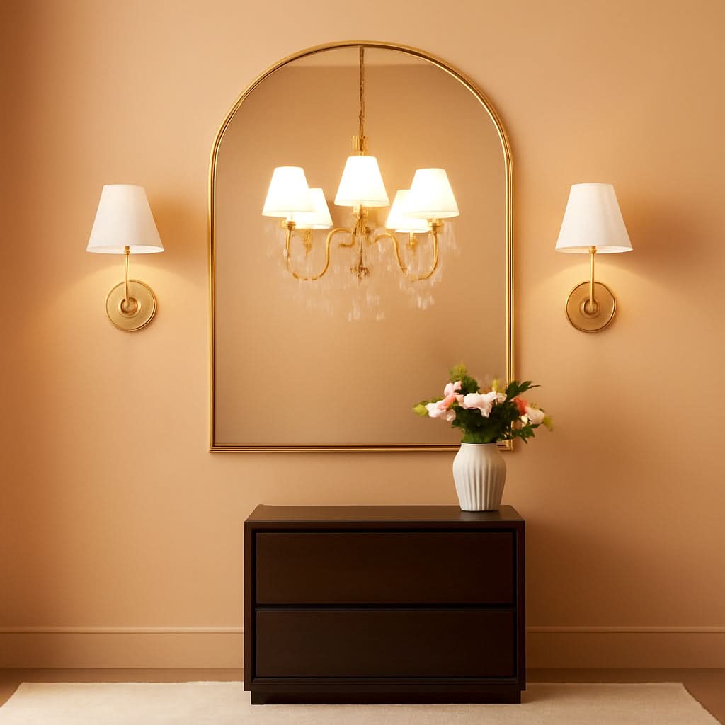 24x36 Arched Gold Bathroom Wall Mount Mirror Metal Frame