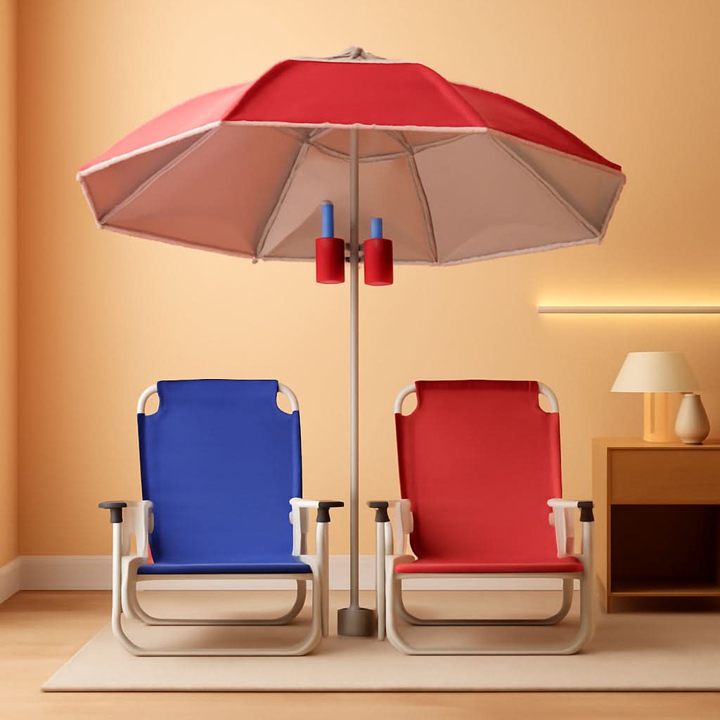 Adjustable Red Sunshade Umbrella UPF 50 UV Protection