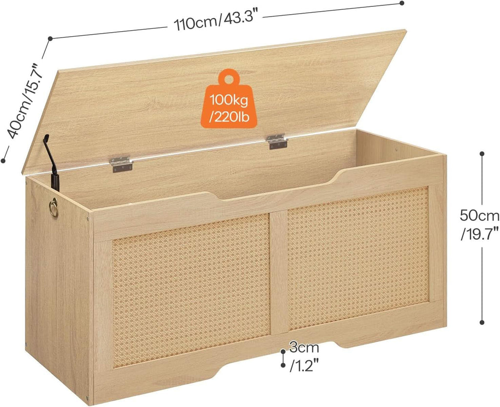 FortyThreeInch RattanLike StorageChest Bench With Safety Hinge