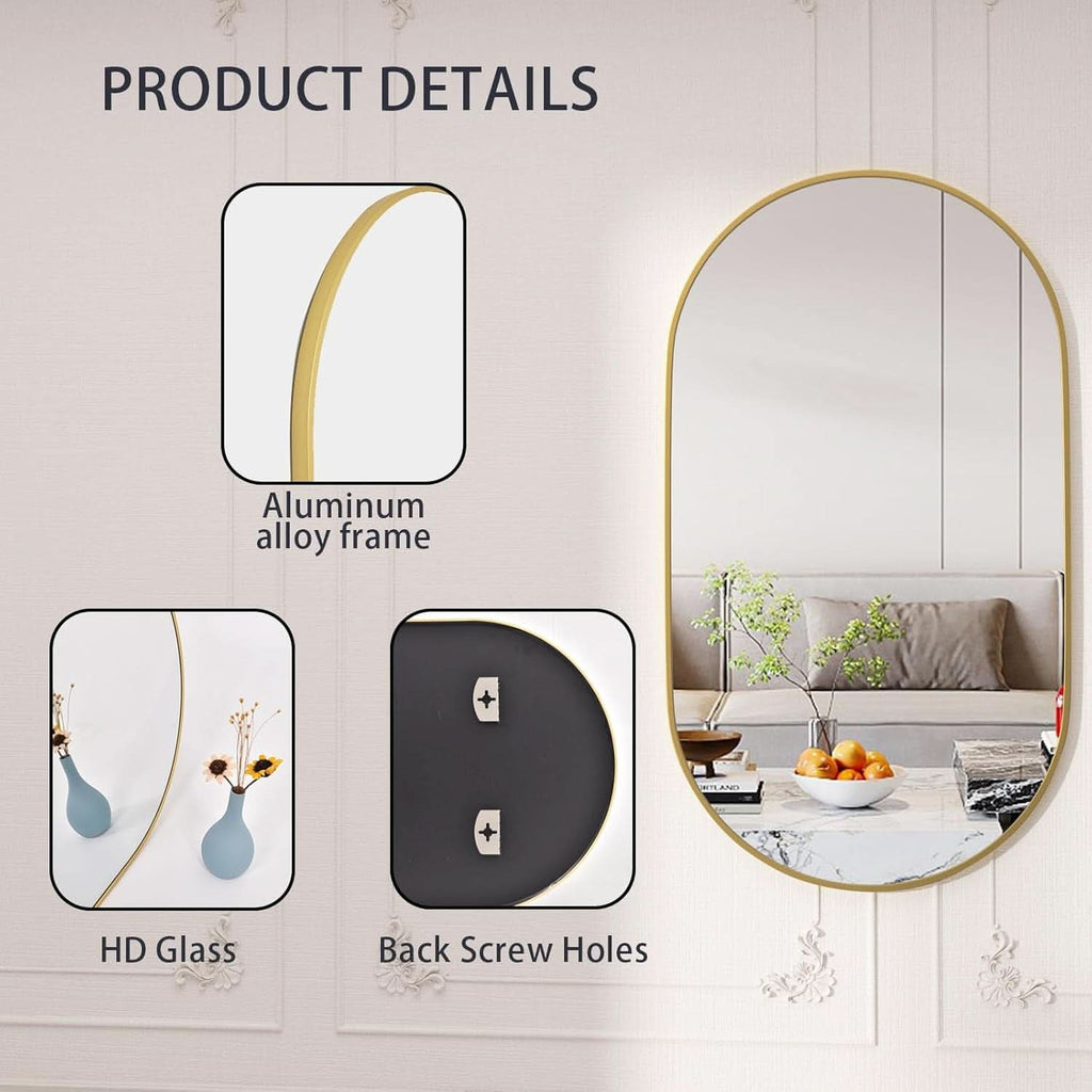 Gold Oval Bathroom Mirror 20x28 Wall Decor Mirror Style