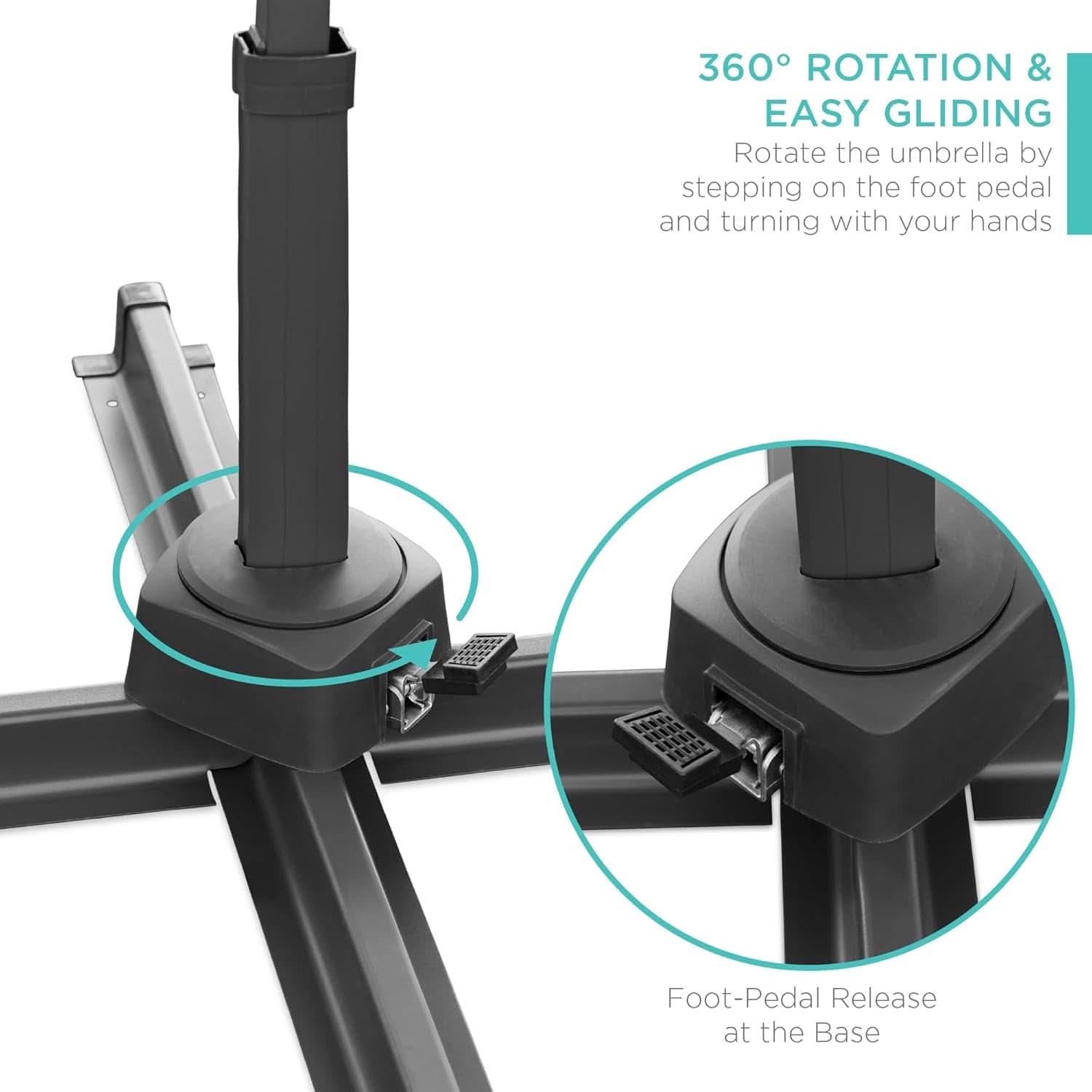 10Ft Solar LED Cantilever Patio Umbrella With 360 Degree Rotation And Integrated Lights