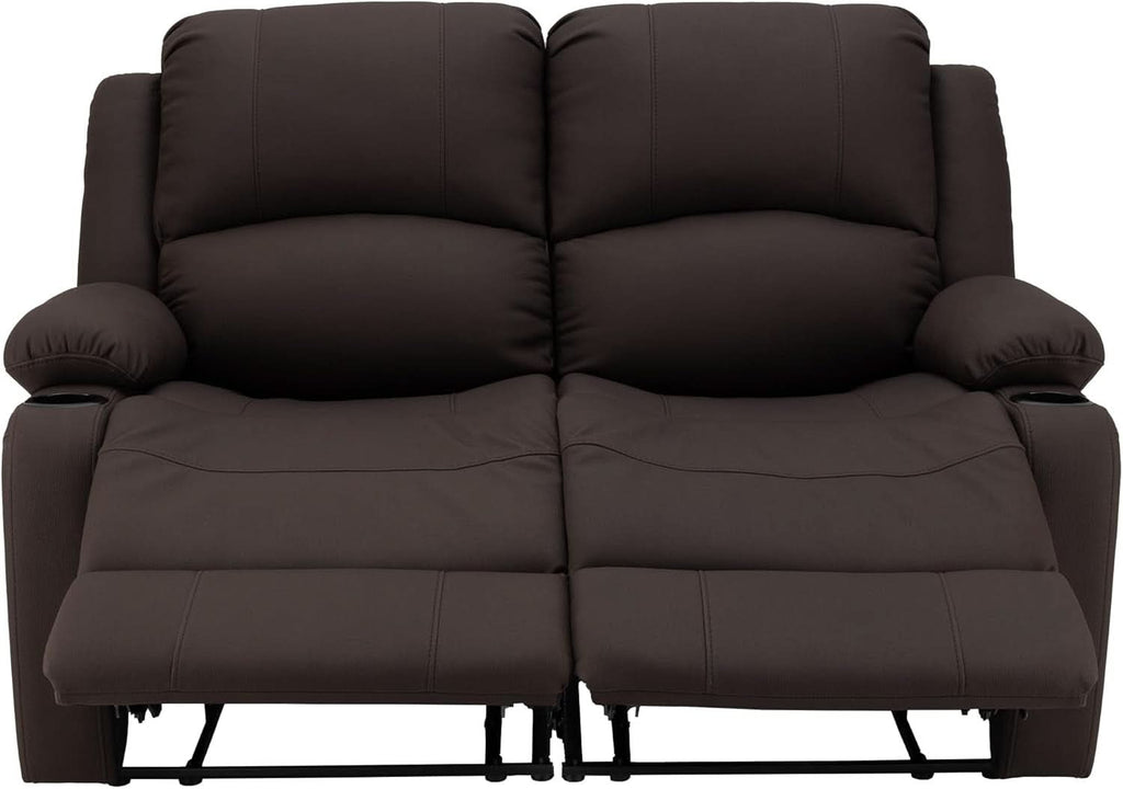 58 Inch Double Wall Hugger Theater Recliner Sofa, Chocolate