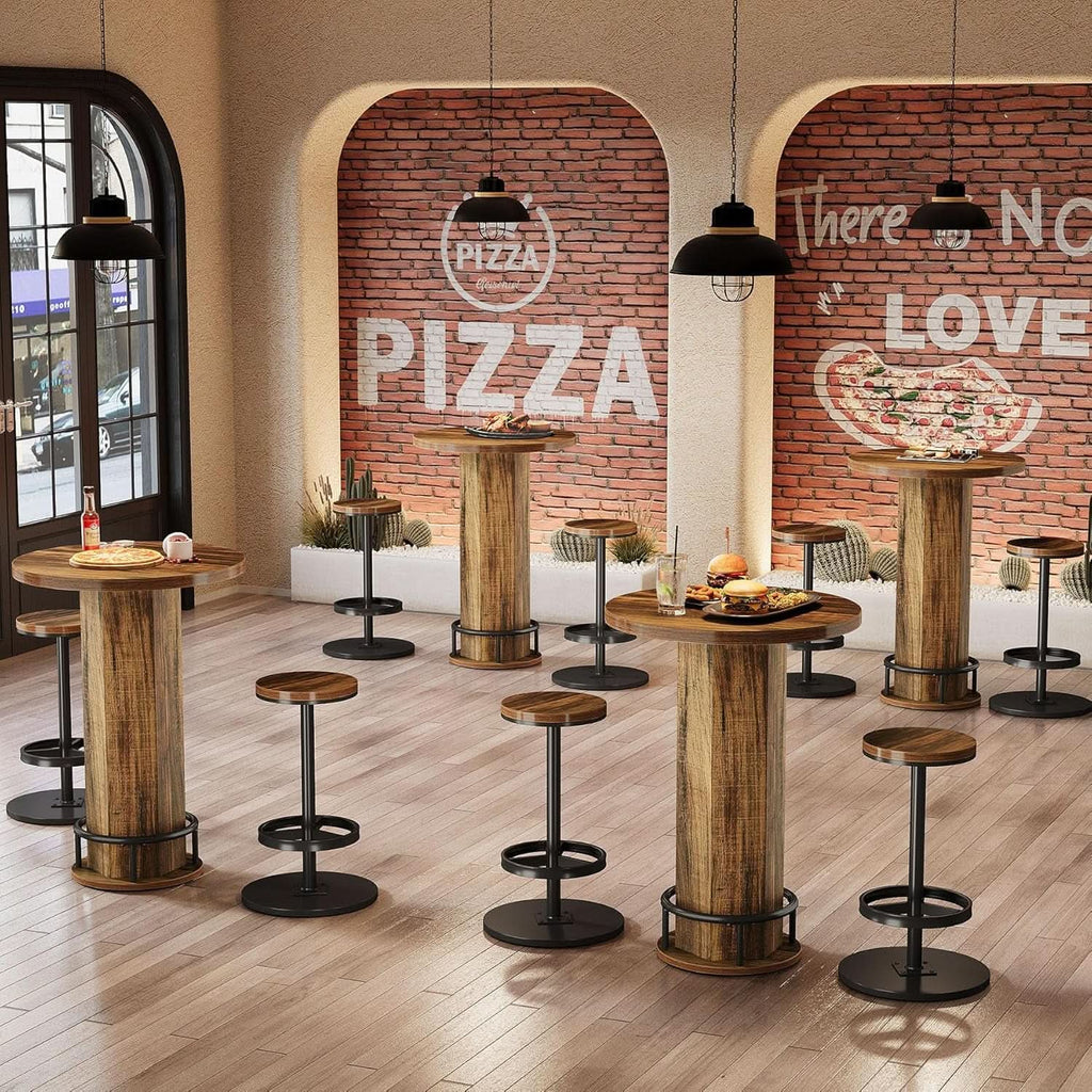 Round Bar Table With Chairs Matte Black Powder coated