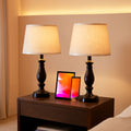 Bedside Table Lamps Set Of 2 With USB Ports And Dimmable