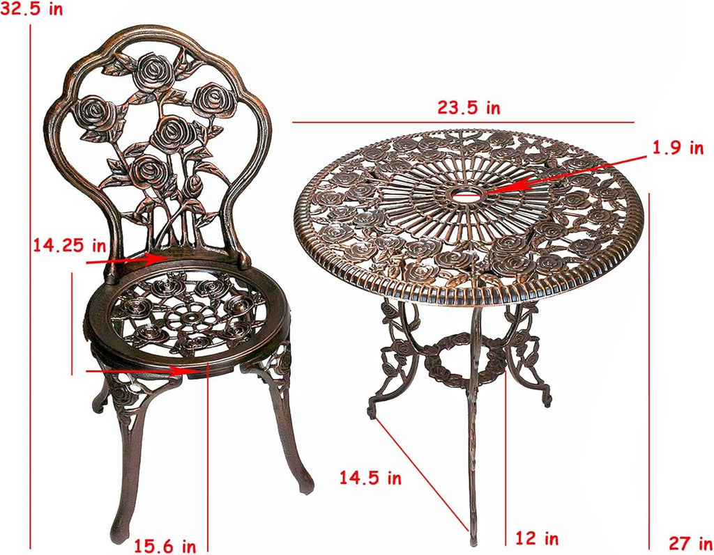 Cast Aluminum Conversation Set Antique Green Patio