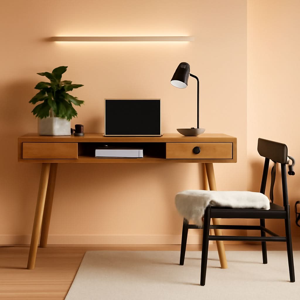 Parker Walnut Home Office Desk With Storage Cubby And Drawer