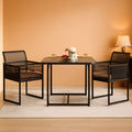 3 Piece Outdoor Dining Set With Folding Backrests And Tempered Glass Tabletop For Patio And Poolside
