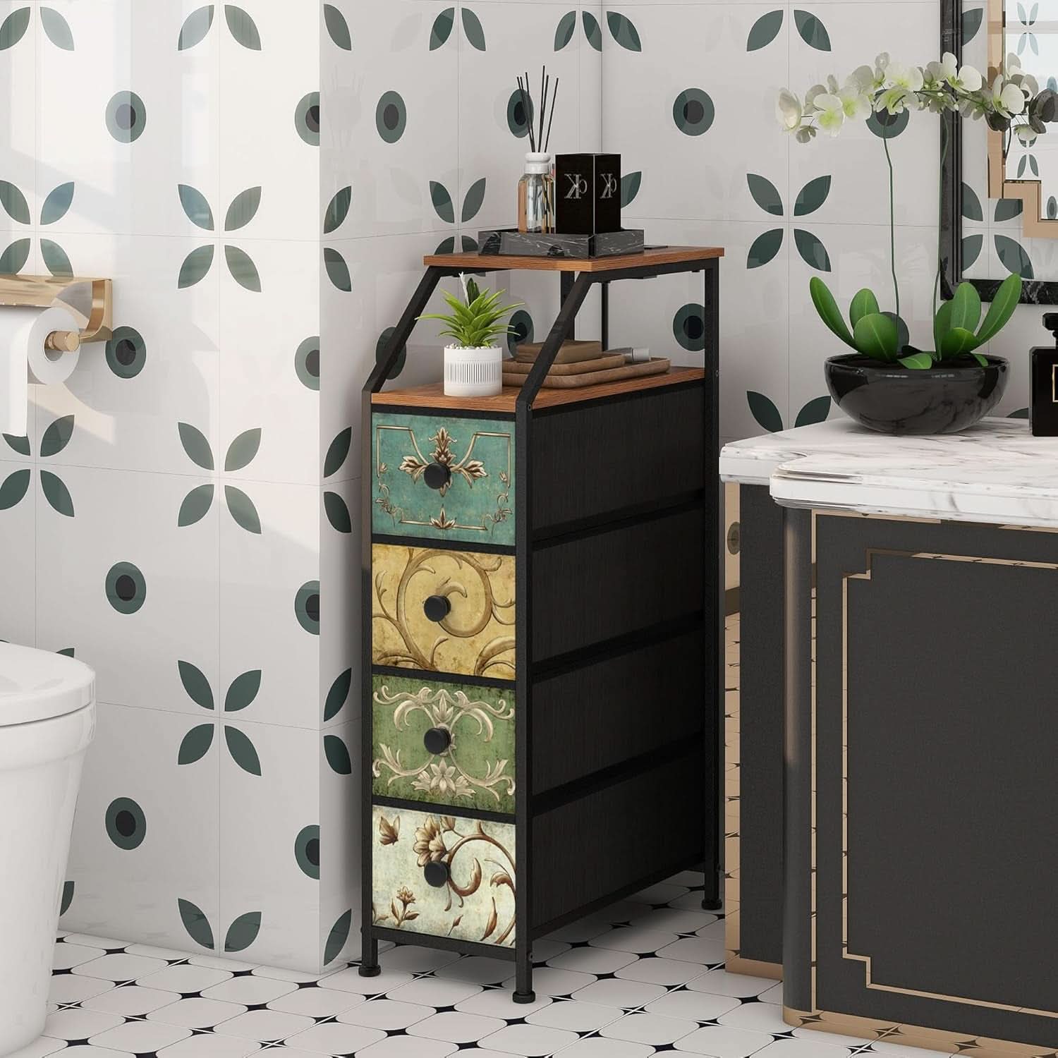 Narrow Tall Dresser With Integrated Charging Station