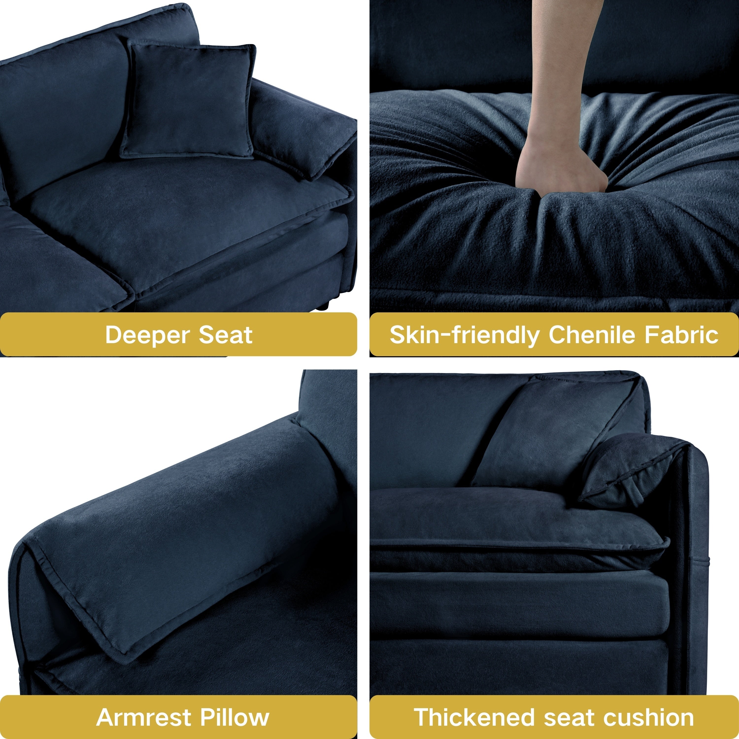Modular Sectional Sofa Oversized Deep Seat L Shaped Couch Set for Living Room