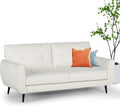 White Leather Loveseat Mid Century Modern Button Tufted