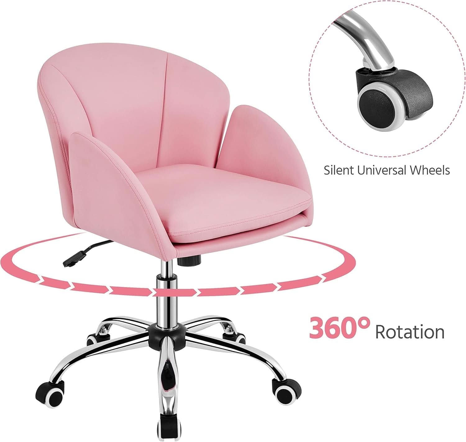 Pink Petal Desk Chair Swivel Upholstered Office Chair