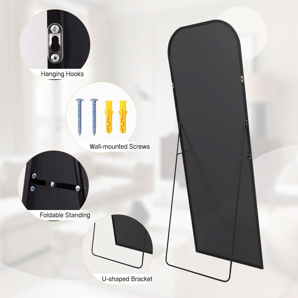 71 Inch Black Oversized Full Length Arch Floor Mirror