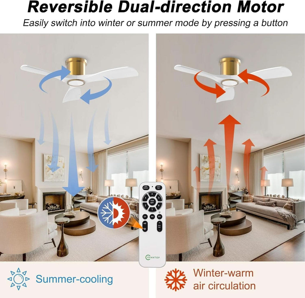 52-Inch White Gold Smart Ceiling Fan With Remote And LED