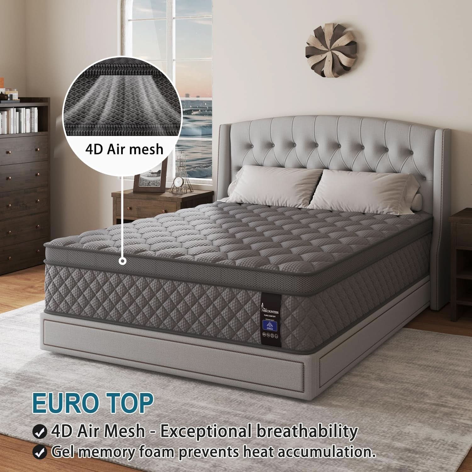 Full Gray 14Inch Premium Medium Firm Hybrid Mattress