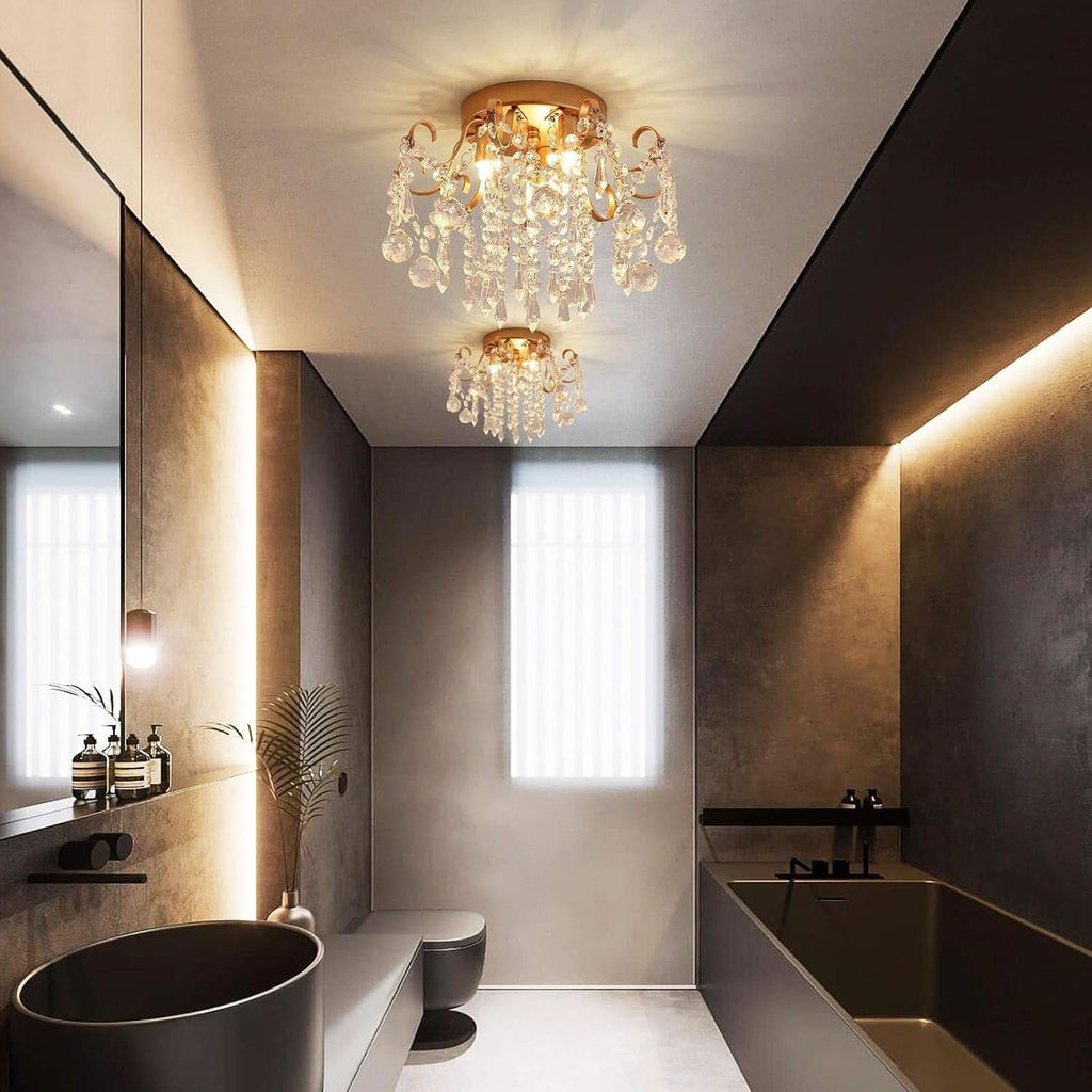 Small Gold Crystal Chandelier Three Light G9 Modern Design