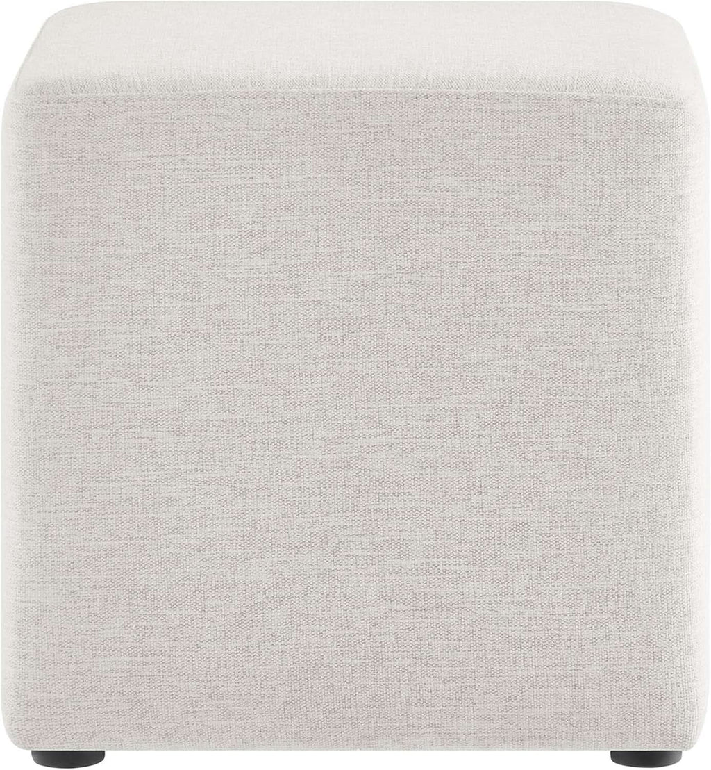 Callum 17 Inch Ivory Square Hand crafted Textured Woven Ottoman