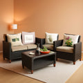 Patio Rattan Furniture Set 4 Piece Beige For Outdoor Use
