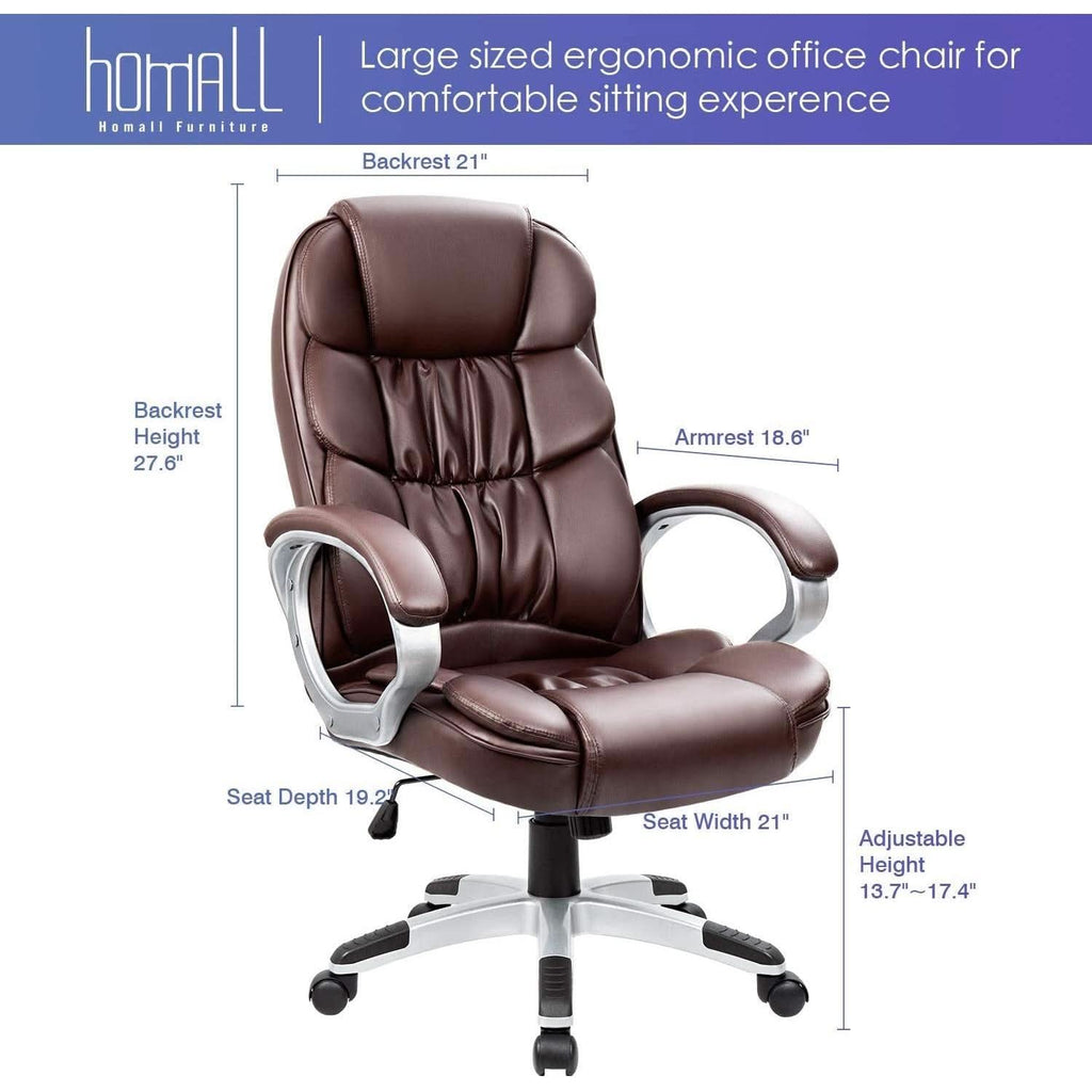 Ergonomic High Back Office Chair With Padded Armrests