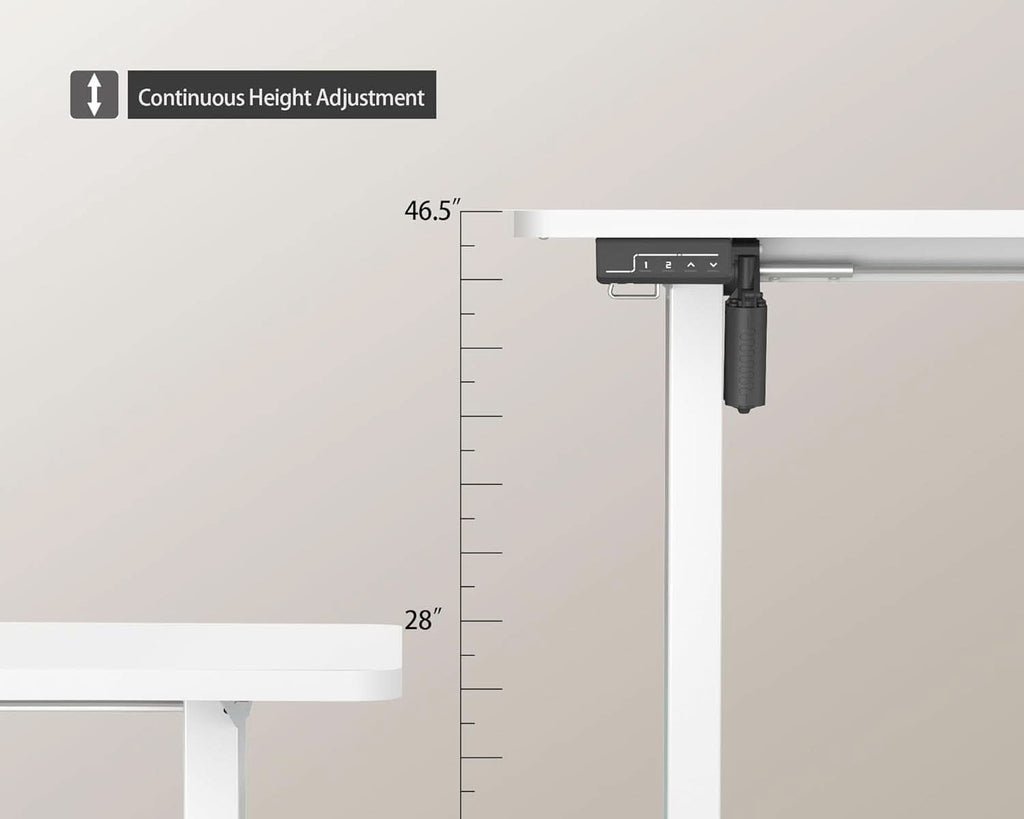 Electric Adjustable Height Standing Desk 40x24 Inches White With Memory Preset