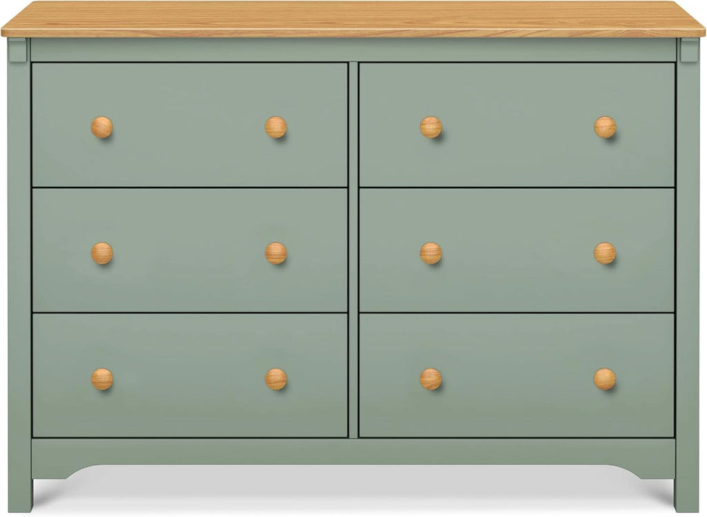 Shea Six Drawer Dresser Light Sage And Honey For Nursery