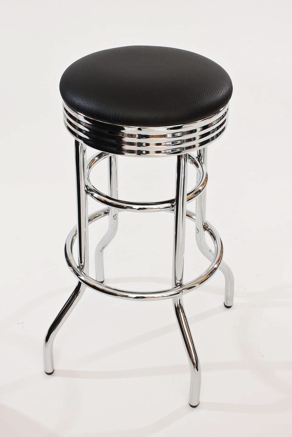 Heavy Duty Backless Swivel Bar Stools with Faux Leather