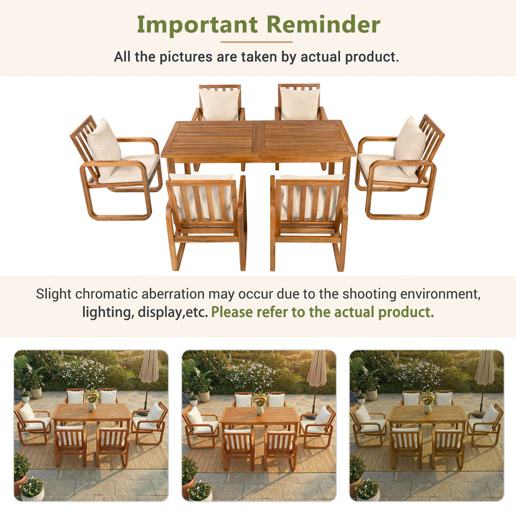 7 Pieces Patio Dining Set Outdoor Dining Table and Chairs