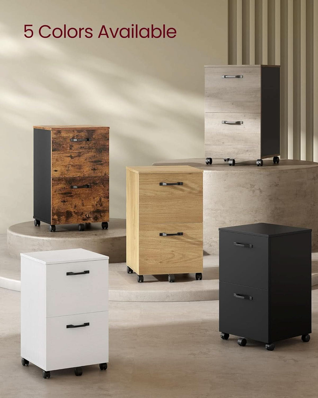 Straw Yellow 2 Drawer Rolling File Cabinet Printer Stand