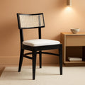 Galway Coastal Dining Chair Black Frame Cane Seat Cushion