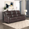 Manual Double Recliner Sofa Brown Leather Match Wall Hugger
